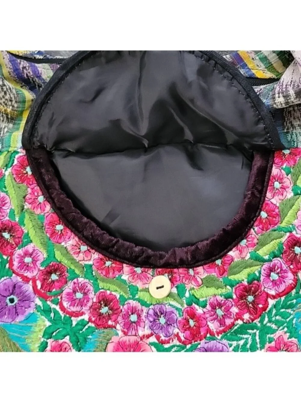Boho Hippie Hobo Bag Lace Trim Colorful Embroidered Floral Shoulder Crossbody